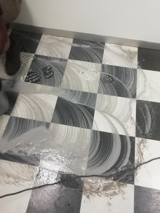 Vinyl floor strip clean and seal
